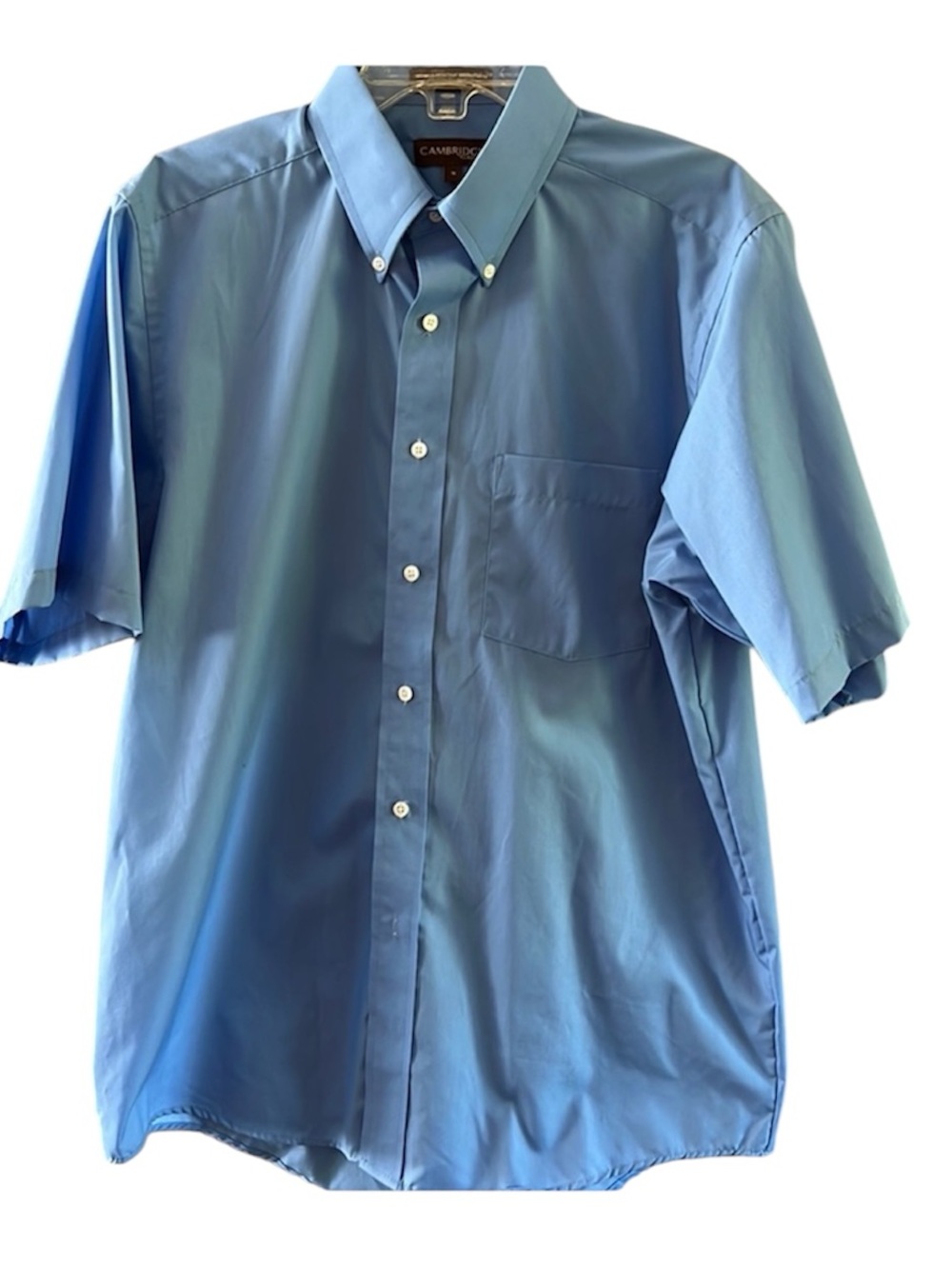3 Button up shirts Cambridge Classic short sleeve blue sizes 15.5 16 16.5